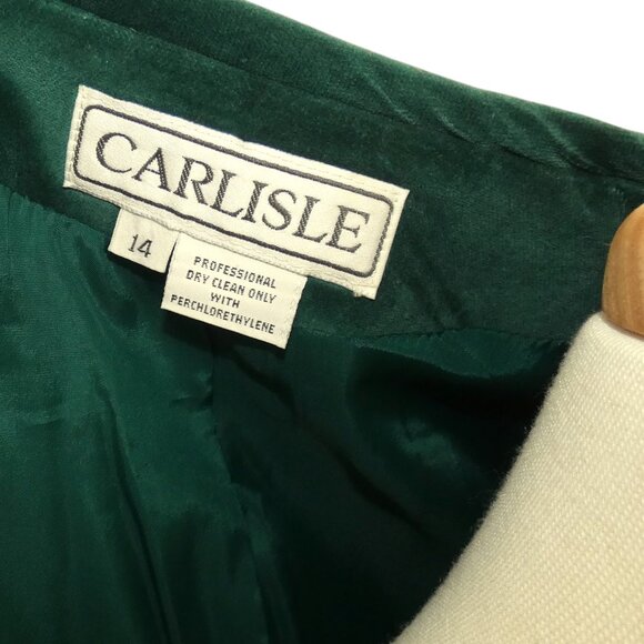 Vintage Carlisle Emerald Green Velvet Cropped Jacket and Pleated Skirt Set - Picture 7 of 10